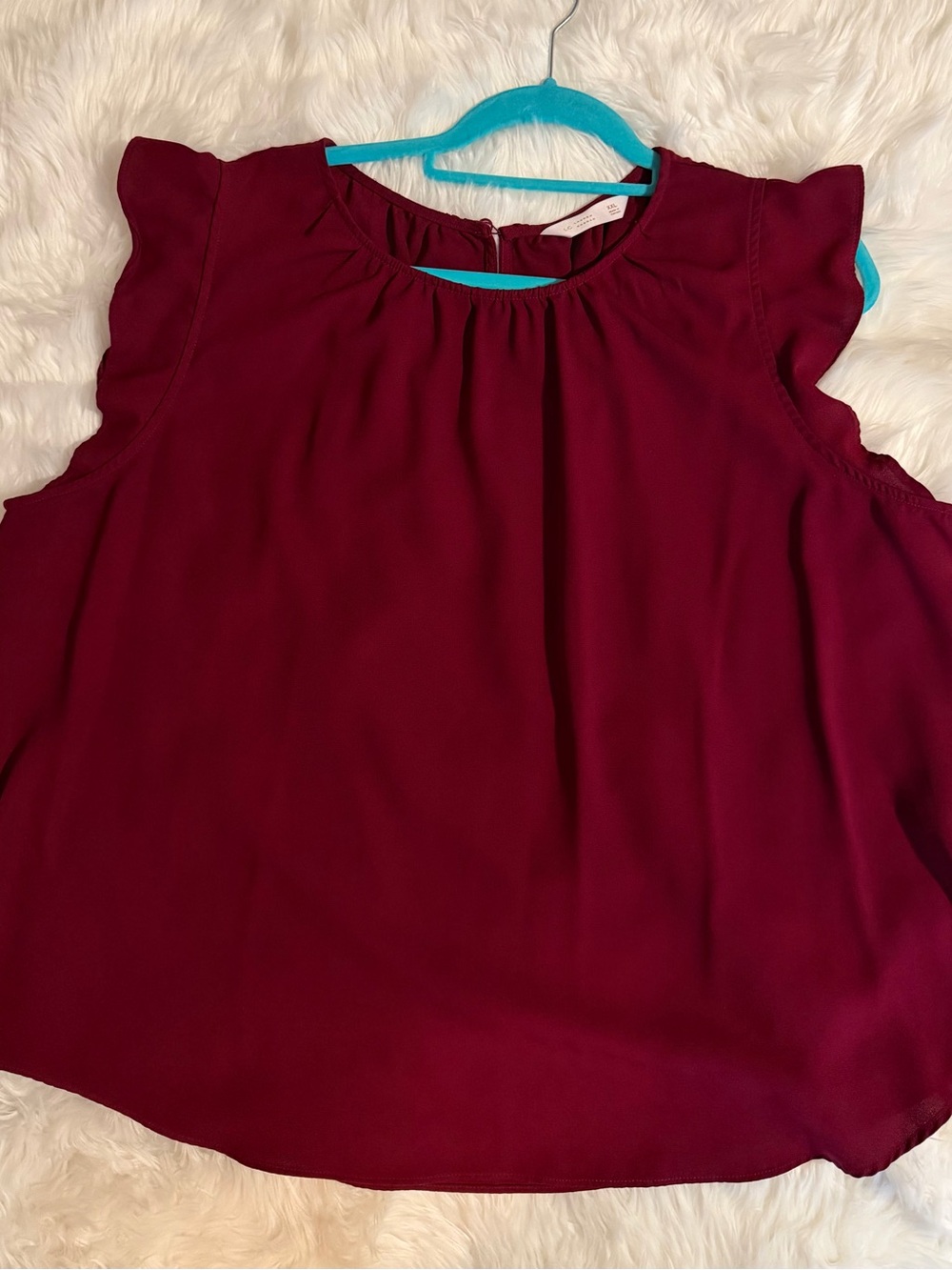 LC Lauren Conrad Sleeveless Ruffle Shoulder Blouse - Wine